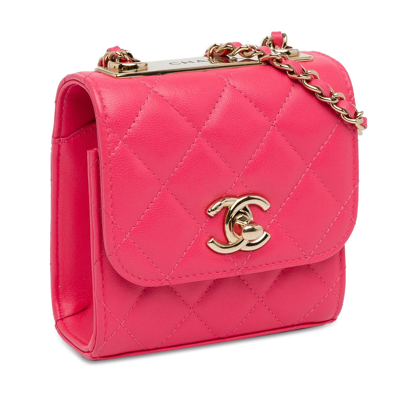 Chanel Mini Lambskin Trendy CC Clutch With Chain