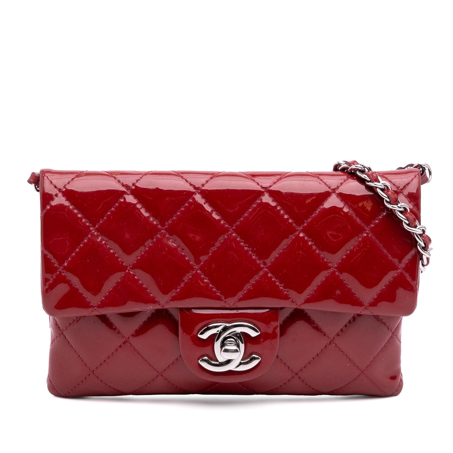 Chanel Mini Quilted Patent Phone Holder on Chain