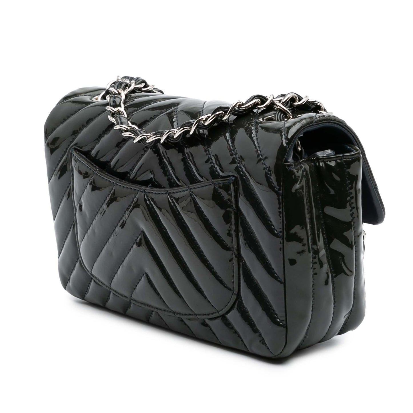 Chanel Mini Rectangular Classic Chevron Patent Single Flap