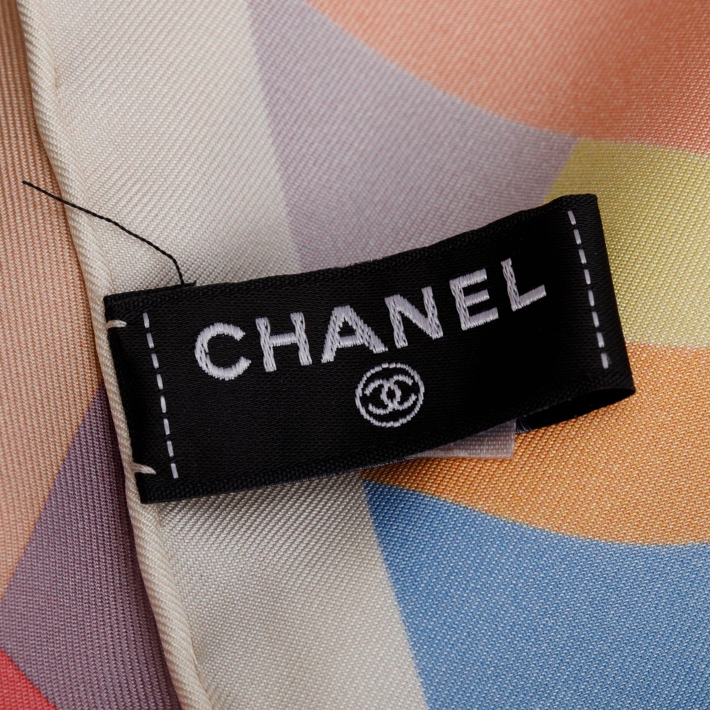 Chanel Multicolor Logo Print Silk Square Scarf