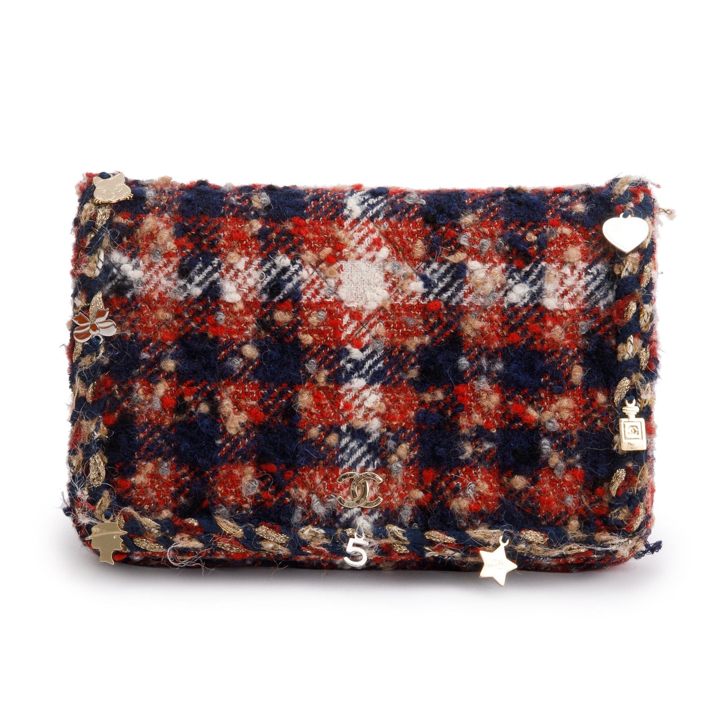 Chanel Multicolor Tweed Charms Wallet On Chain