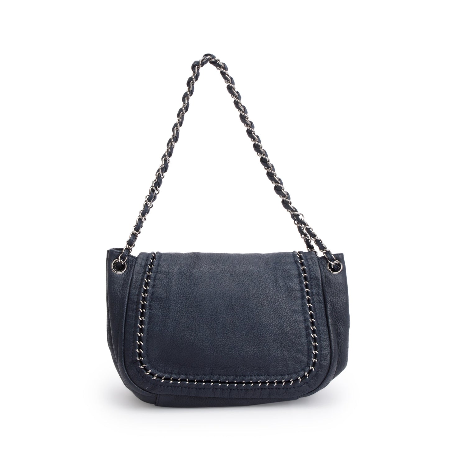 Chanel Navy Calfskin Luxe Ligne Accordion Flap Bag