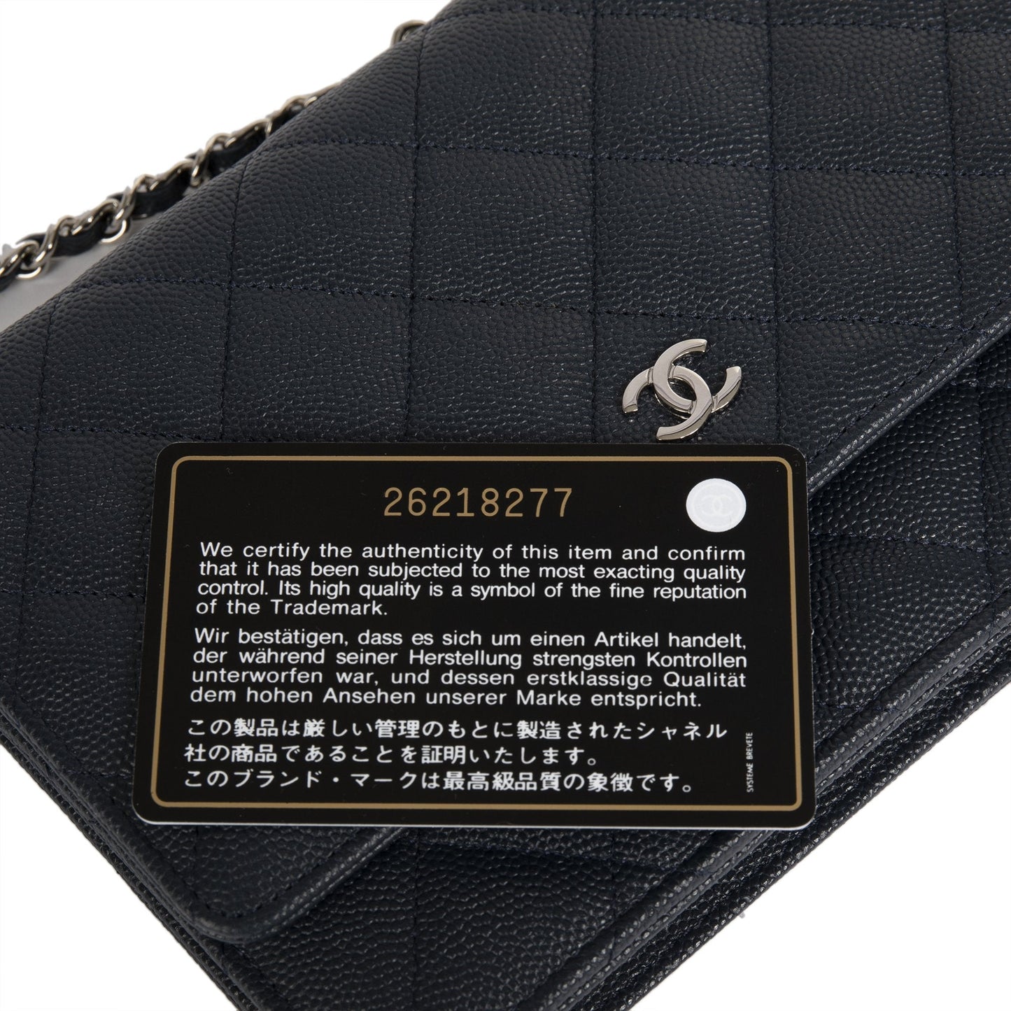 Chanel Navy Caviar Classic Wallet on Chain