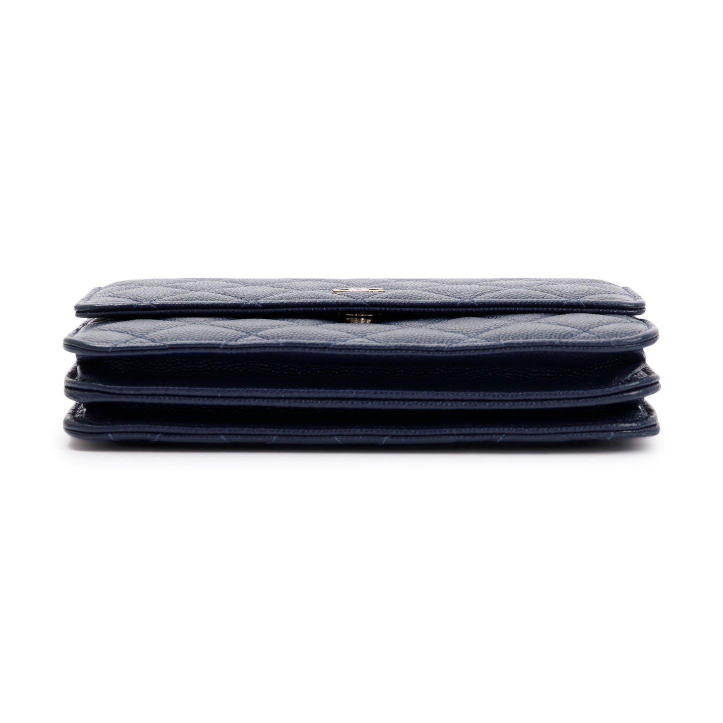 Chanel Navy Caviar Quilted Square Wallet on Chain