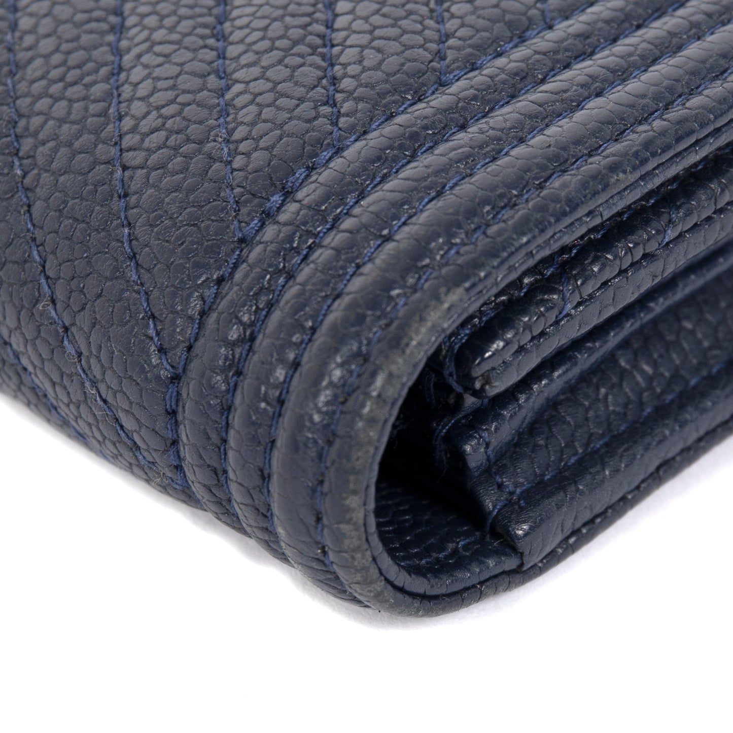 Chanel Navy Chevron Boy Long Flap Wallet