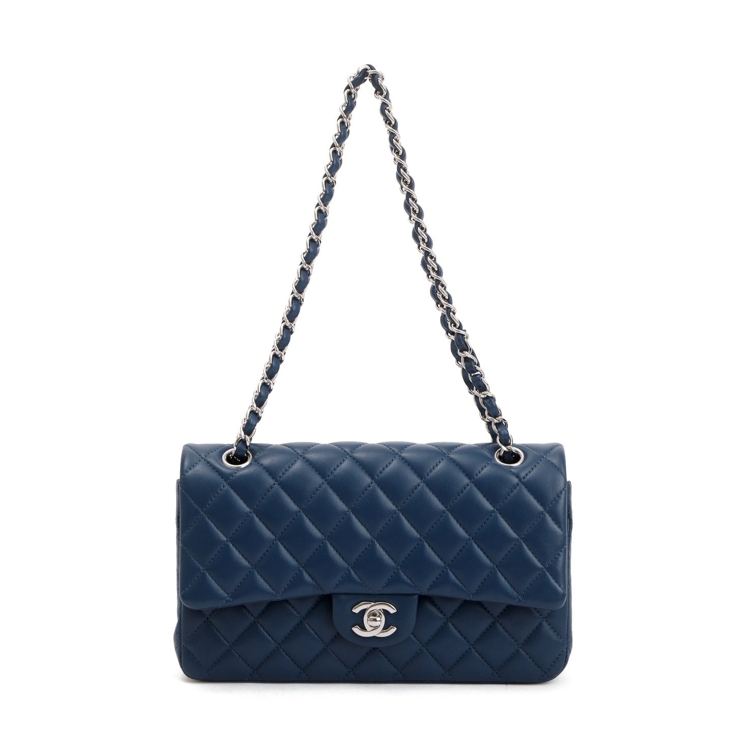 Chanel Navy Lambskin Leather Classic Medium Double Flap Bag