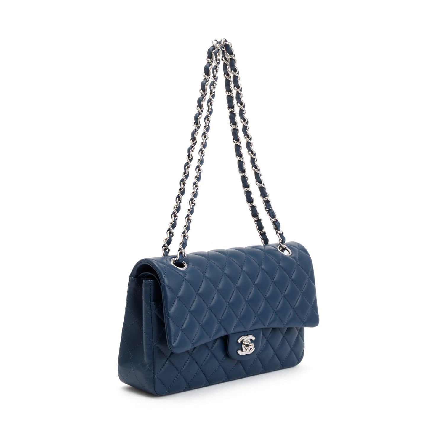 Chanel Navy Lambskin Leather Classic Medium Double Flap Bag