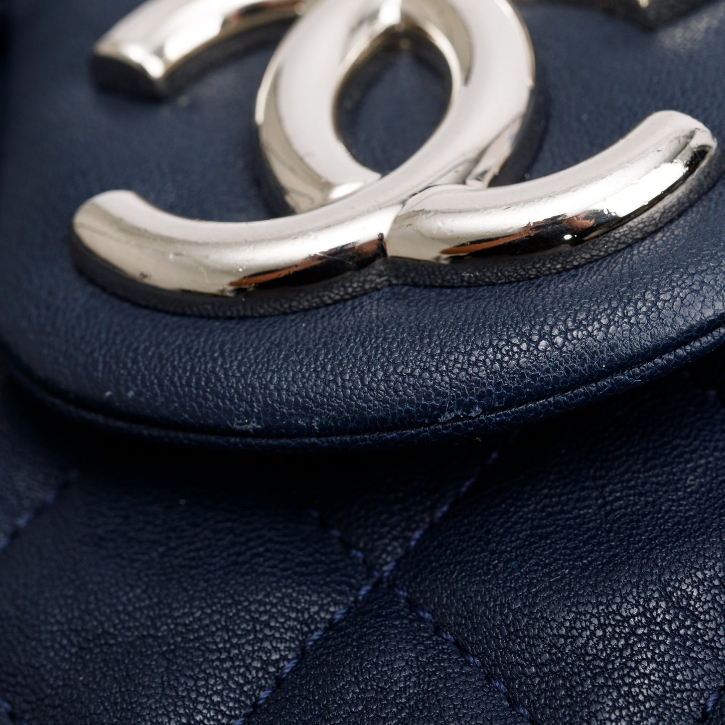 Chanel Navy Quilted Calfskin Leather Maxi Chain Around Flap Bag