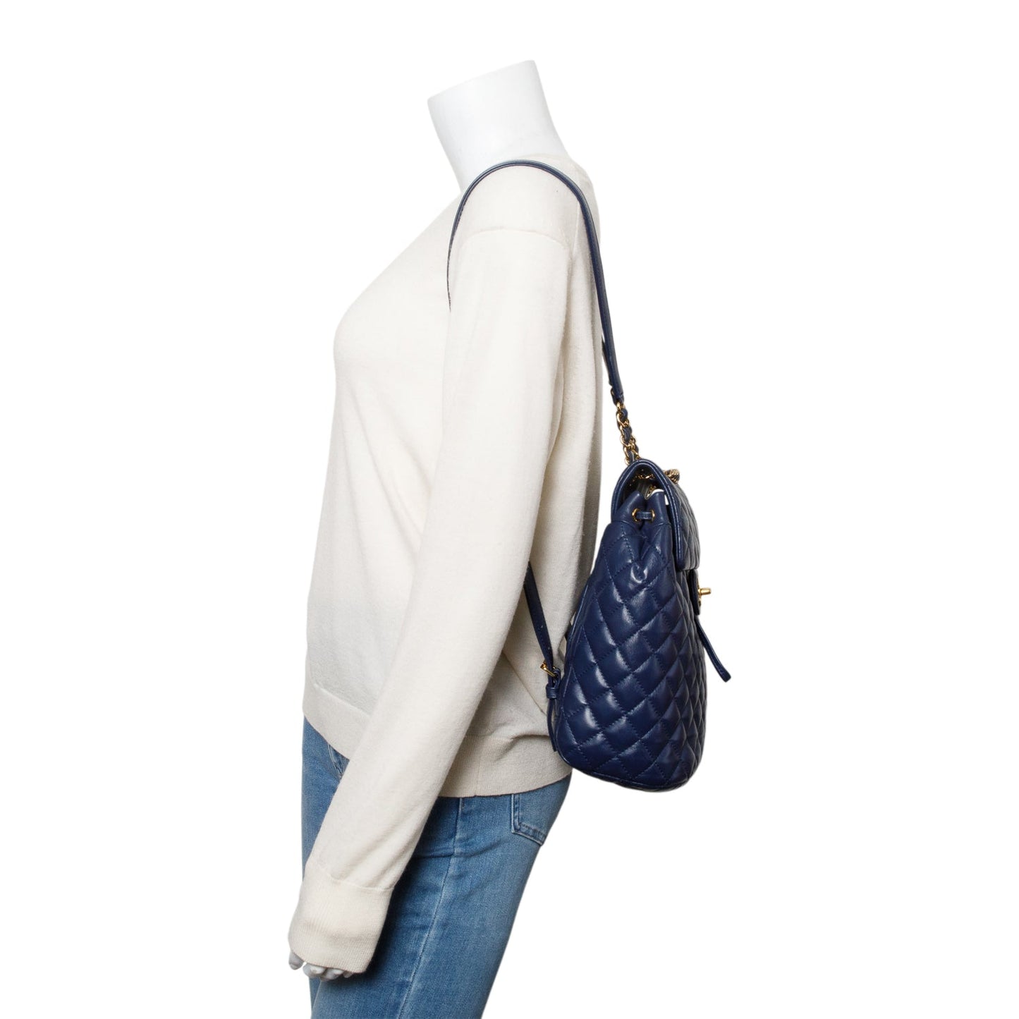 Chanel Navy Quilted Calfskin Leather Small Urban Spirit Backpack
