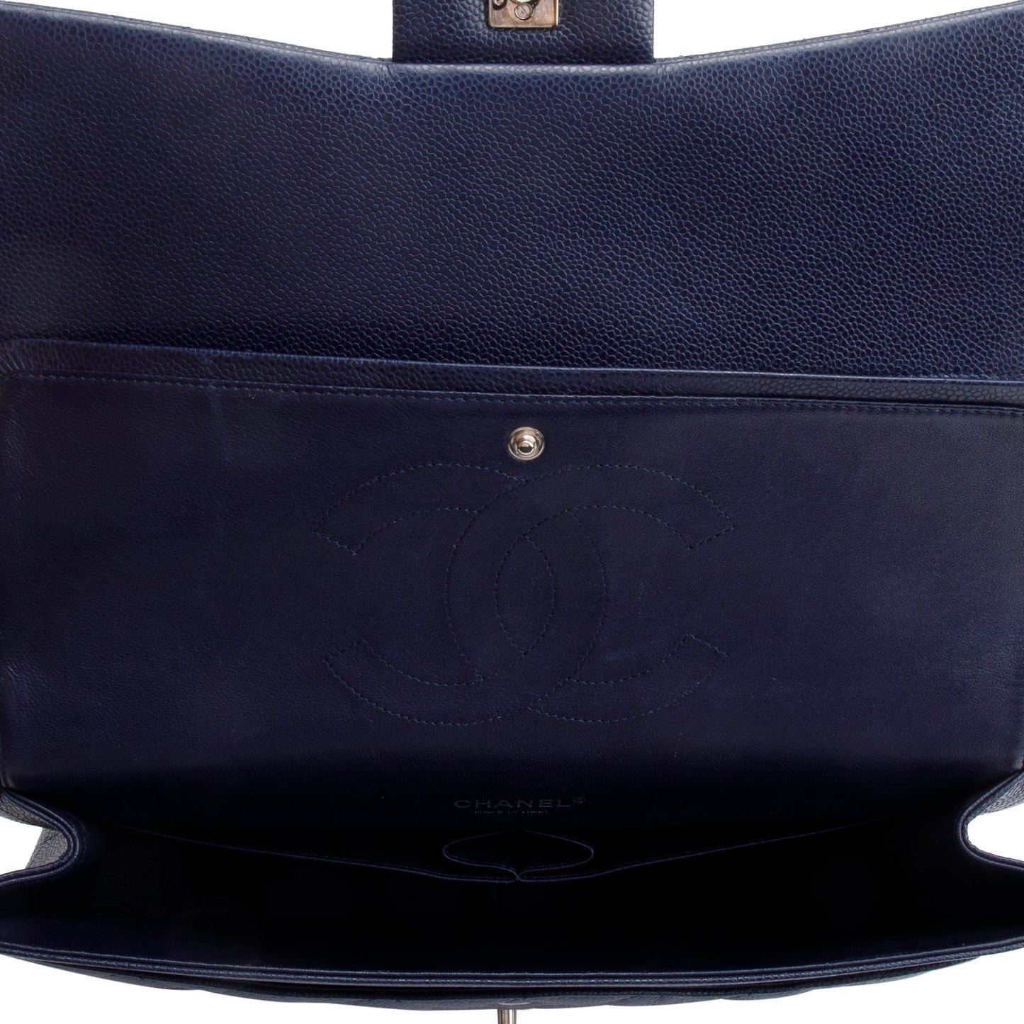 Chanel Navy Quilted Caviar Leather Classic Maxi Double Flap Bag