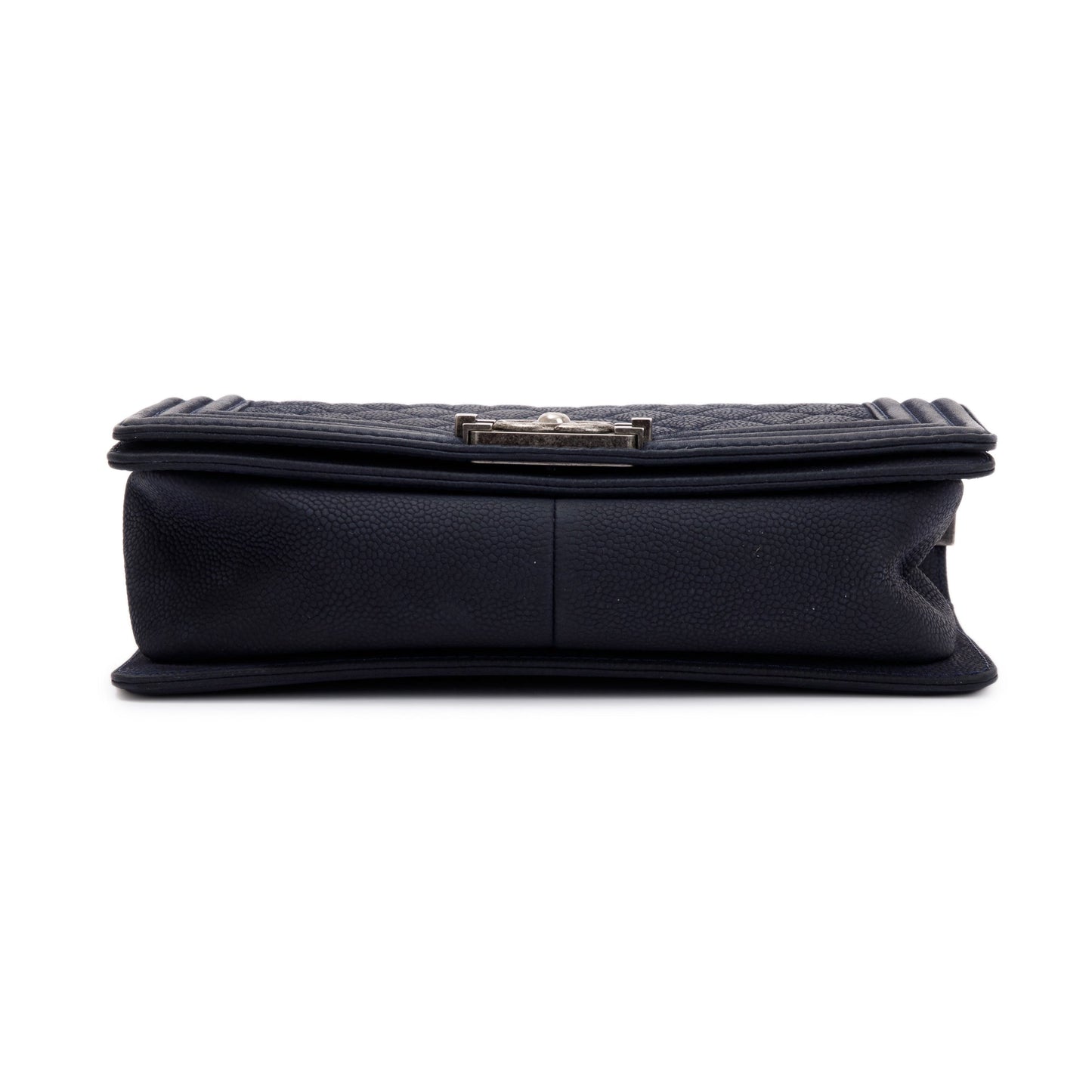 Chanel Navy Suede Calfskin Medium Boy Bag