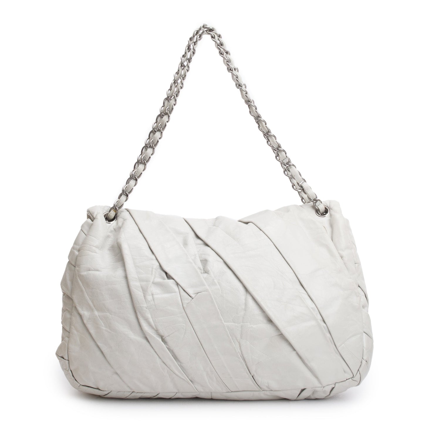 Chanel Netral Glazed Calfskin Leather Twisted Maxi Flap Bag