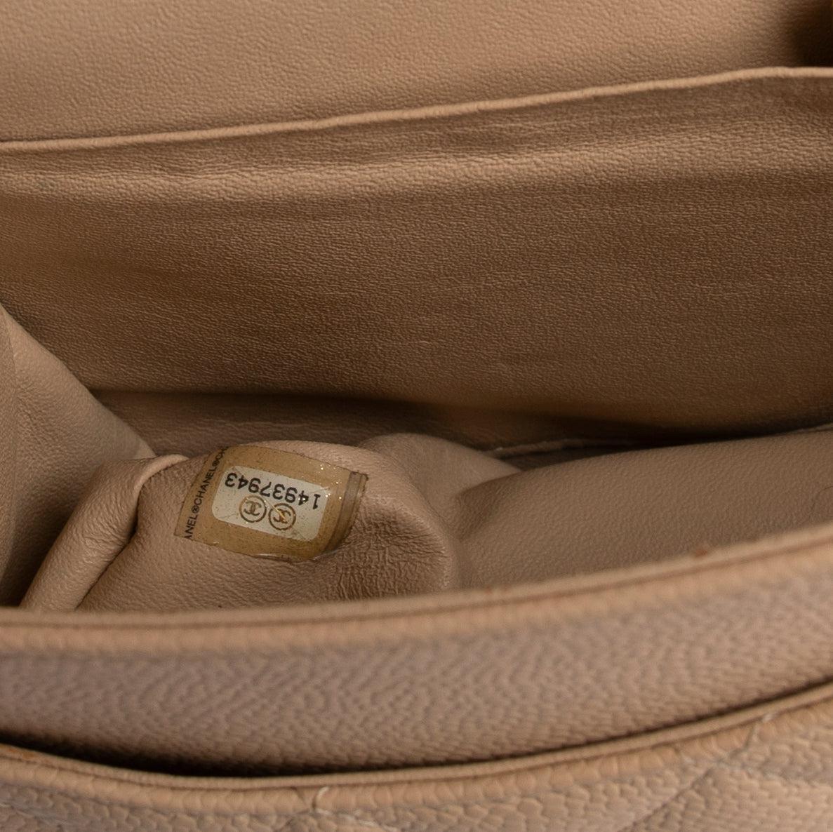 Chanel Neutral Caviar Classic Jumbo Double Flap Bag