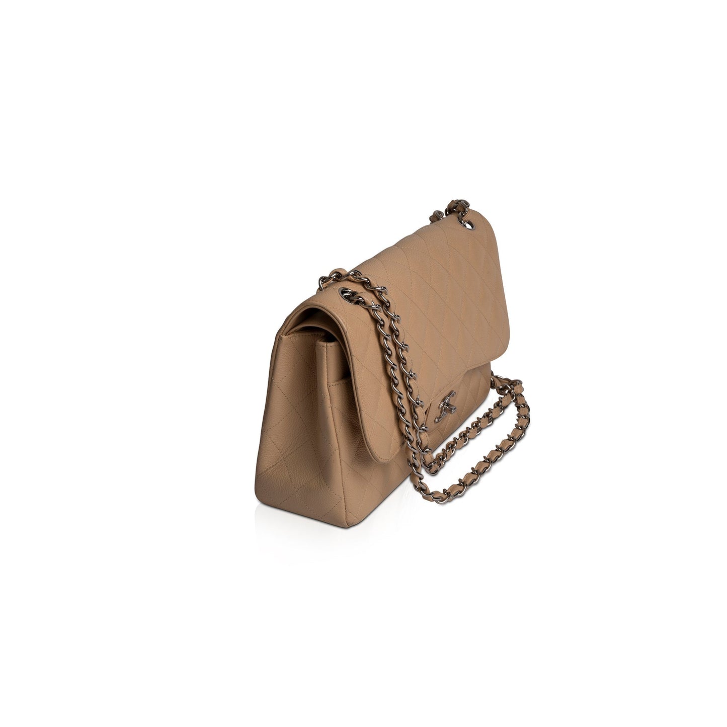 Chanel Neutral Caviar Classic Jumbo Double Flap Bag