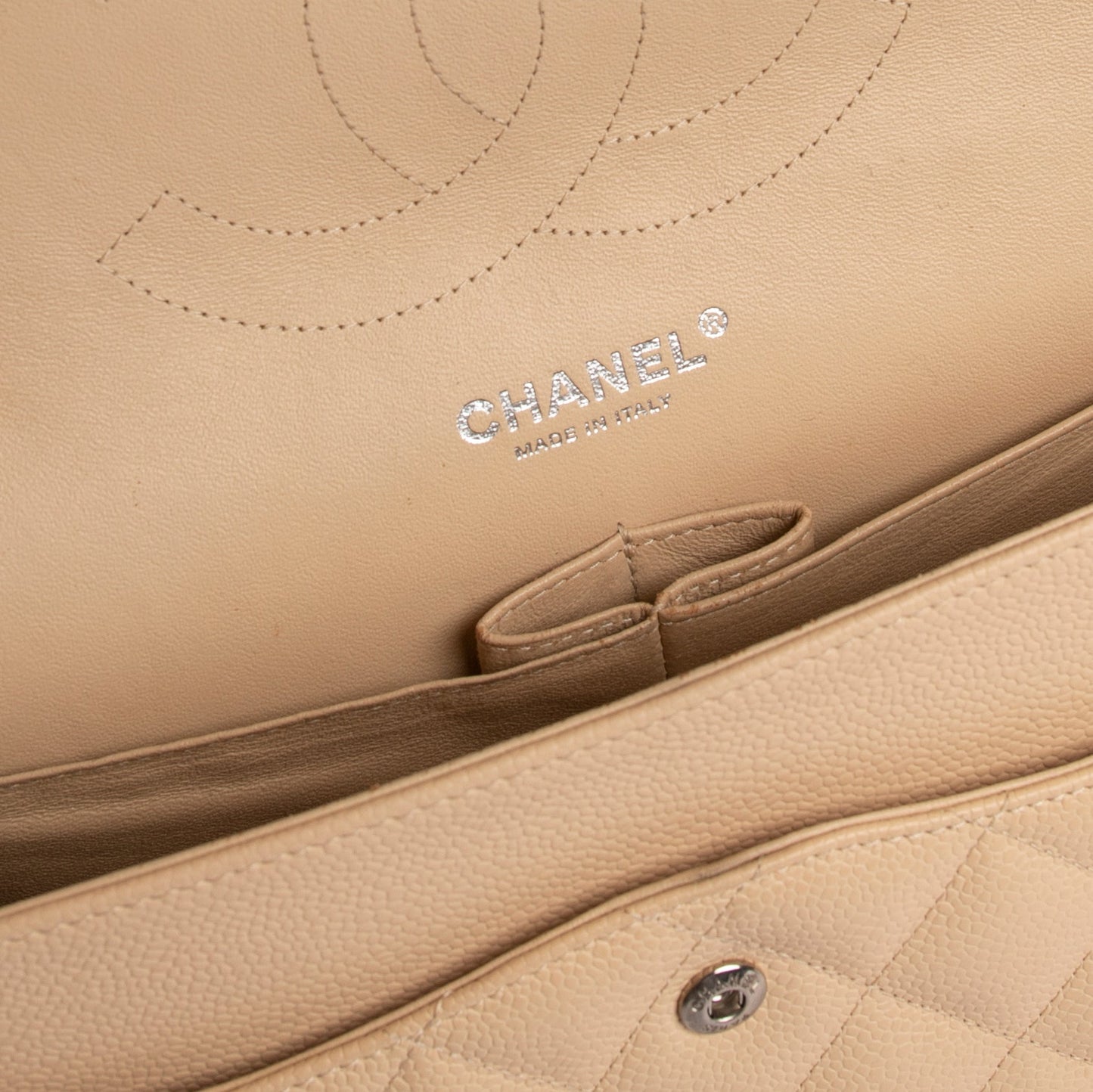Chanel Neutral Caviar Classic Jumbo Double Flap Bag