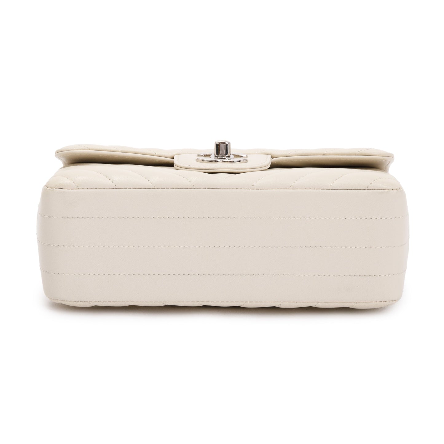 Chanel Neutral Chevron Quilted Lambskin Classic Mini Rectangular Flap Bag