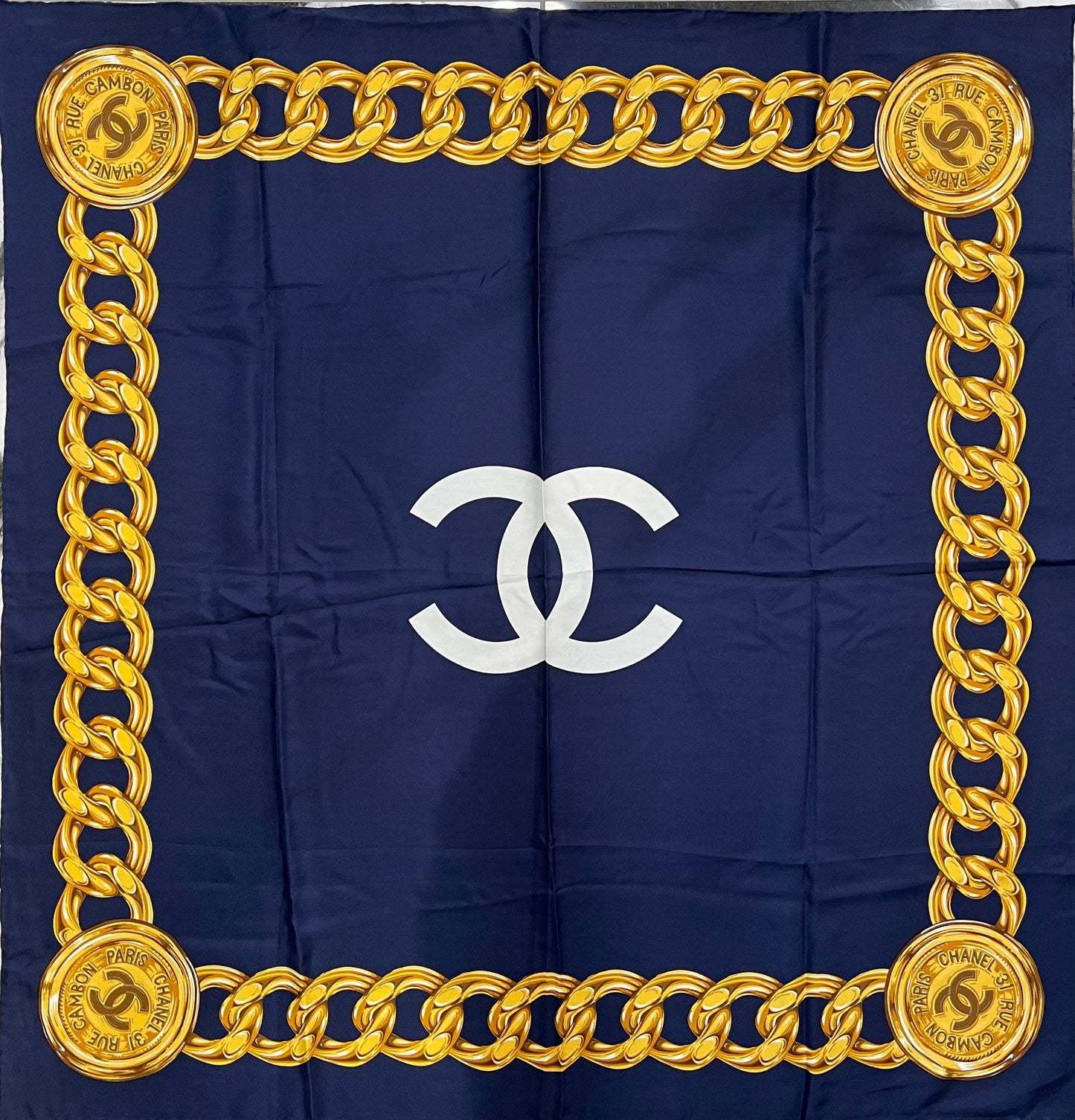 CHANEL PARIS 31 RUE CAMBON CC SILK SCARF