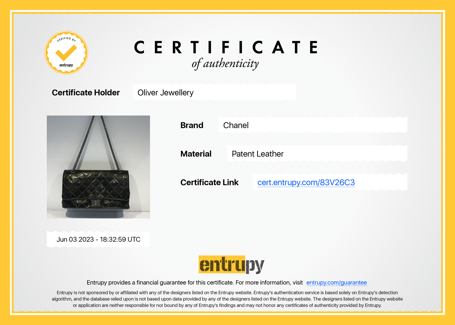 Chanel Patent Leather 2.55 Reissue 227 Double Flap Bag