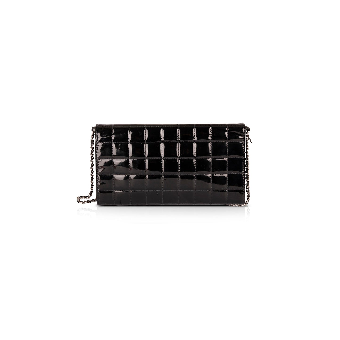 Chanel Patent Leather Chocolate Bar Chain Clutch
