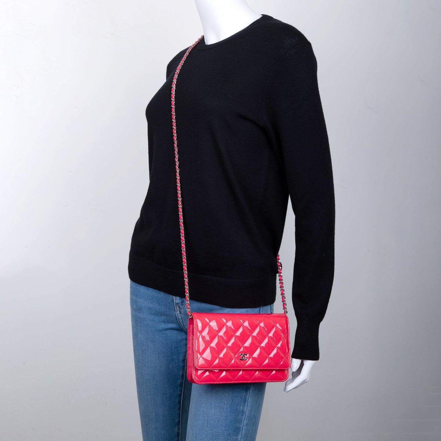 Chanel Patent Leather Classic Wallet on Chain