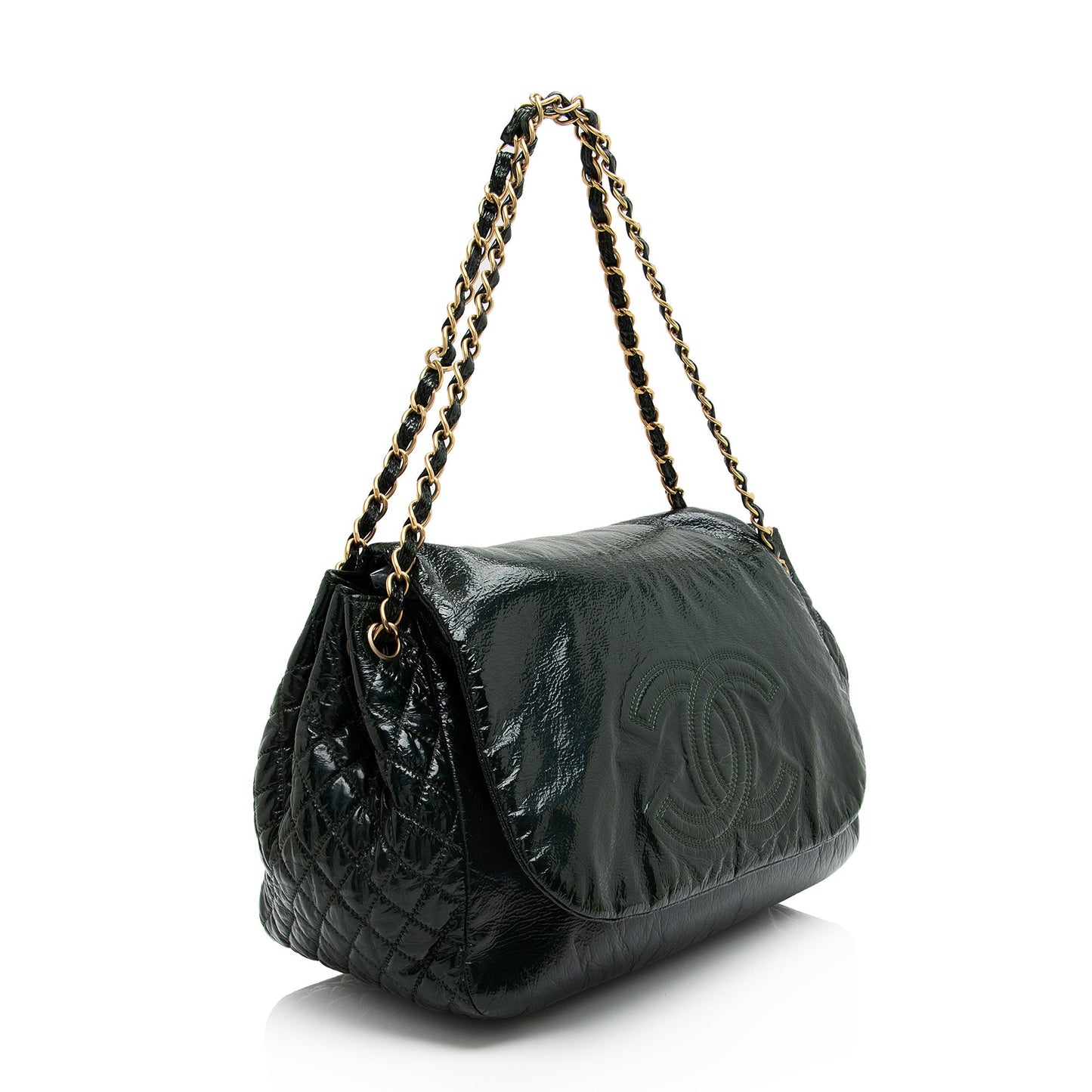 Chanel Patent Vinyl Rock and Chain Large Shoulder Bag (SHF-X1iQCV)