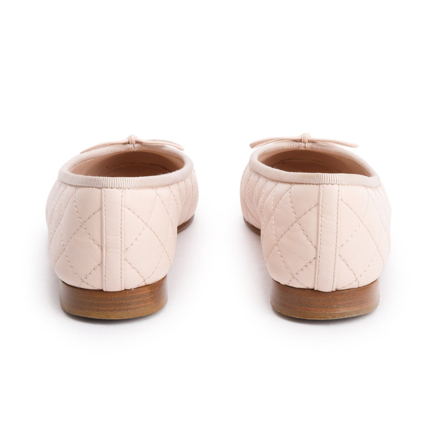 Chanel Pink Calfskin Leather Interlocking CC Logo Flats, Size 37