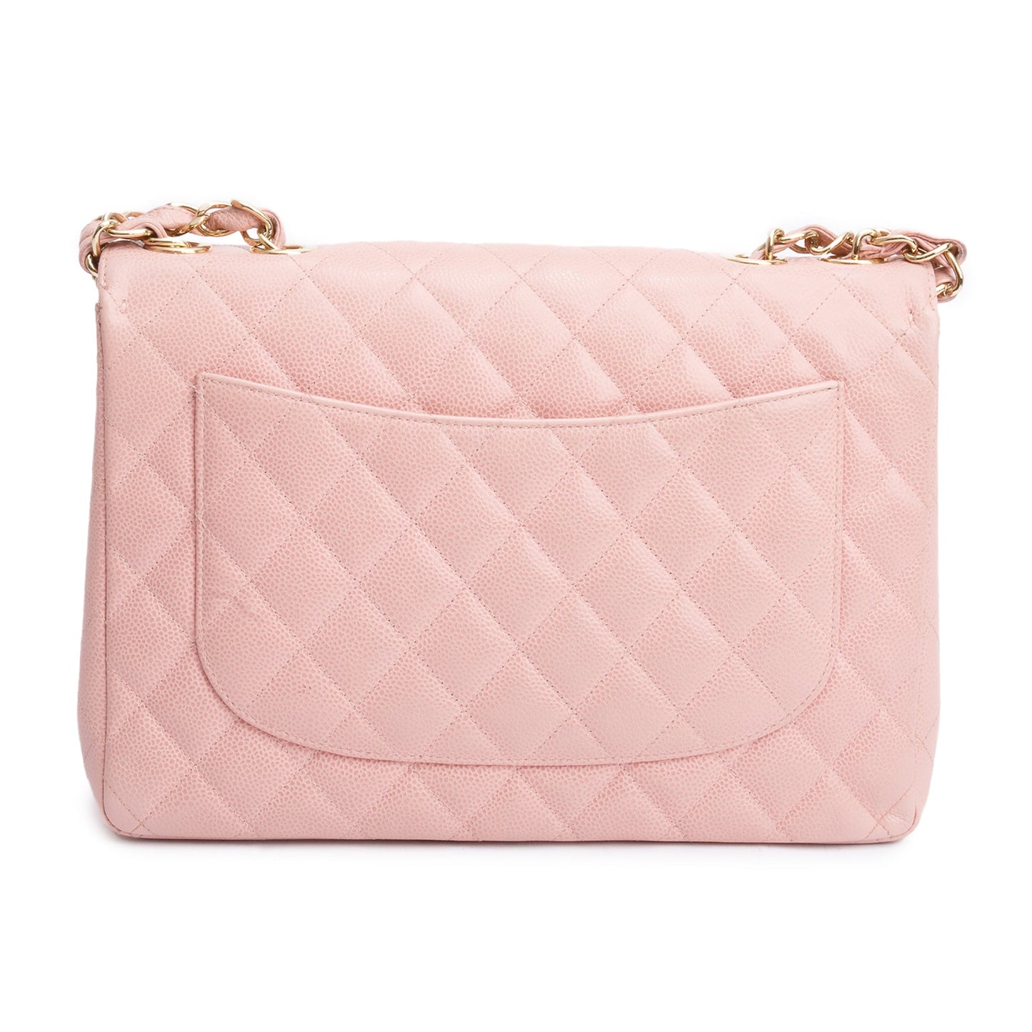 Chanel Vintage Pink Quilted Caviar Leather Square Classic Jumbo Single Flap Bag