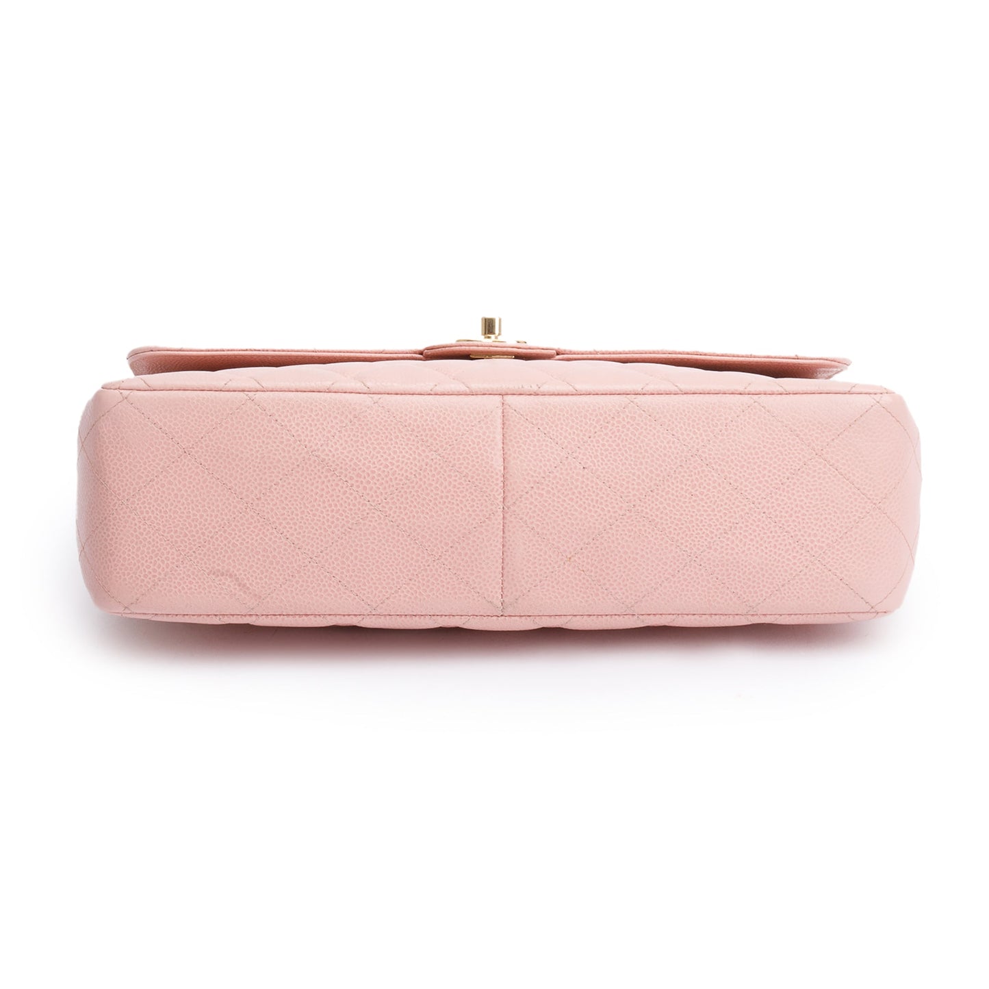 Chanel Vintage Pink Quilted Caviar Leather Square Classic Jumbo Single Flap Bag