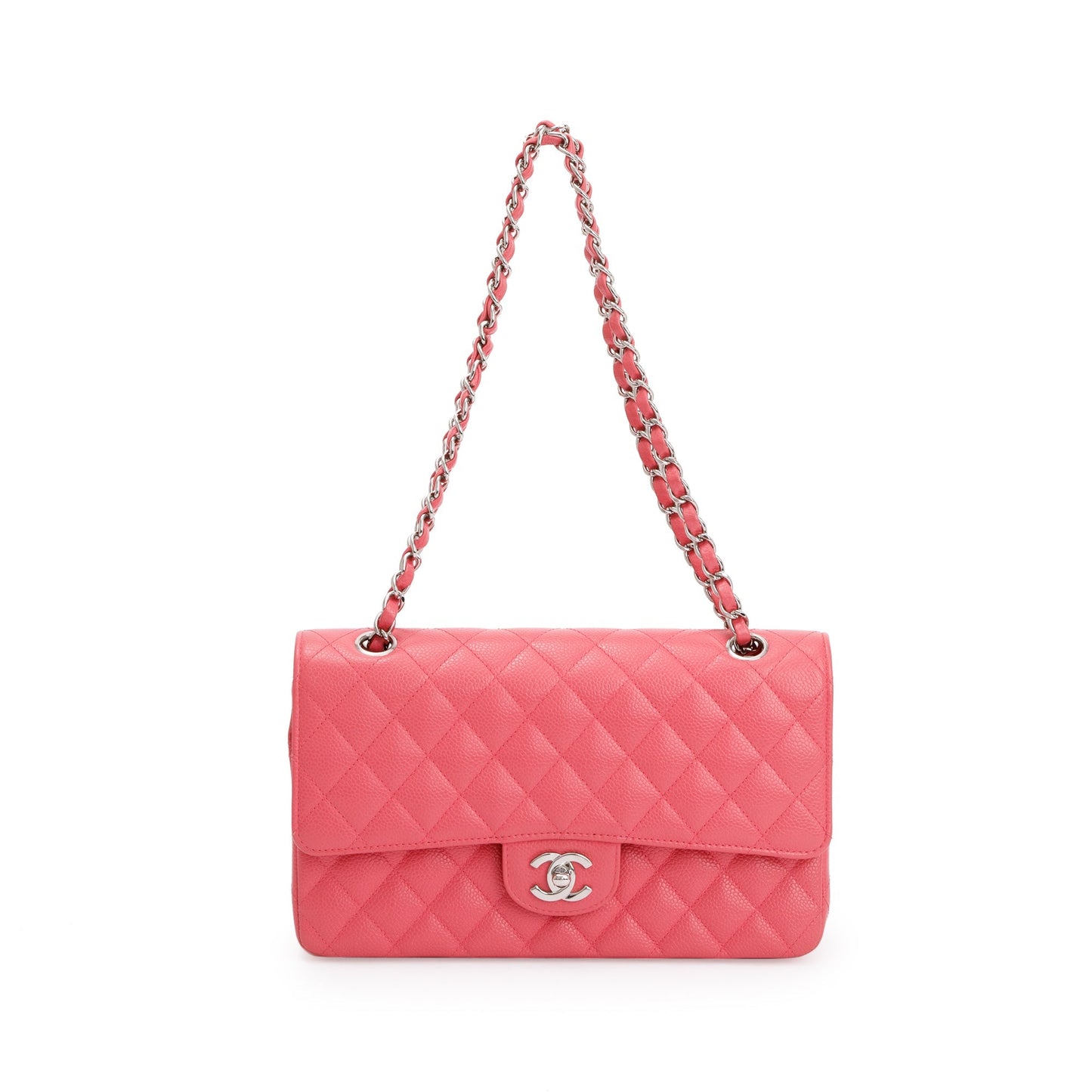 Chanel Pink Caviar Leather Classic Medium Double Flap Bag
