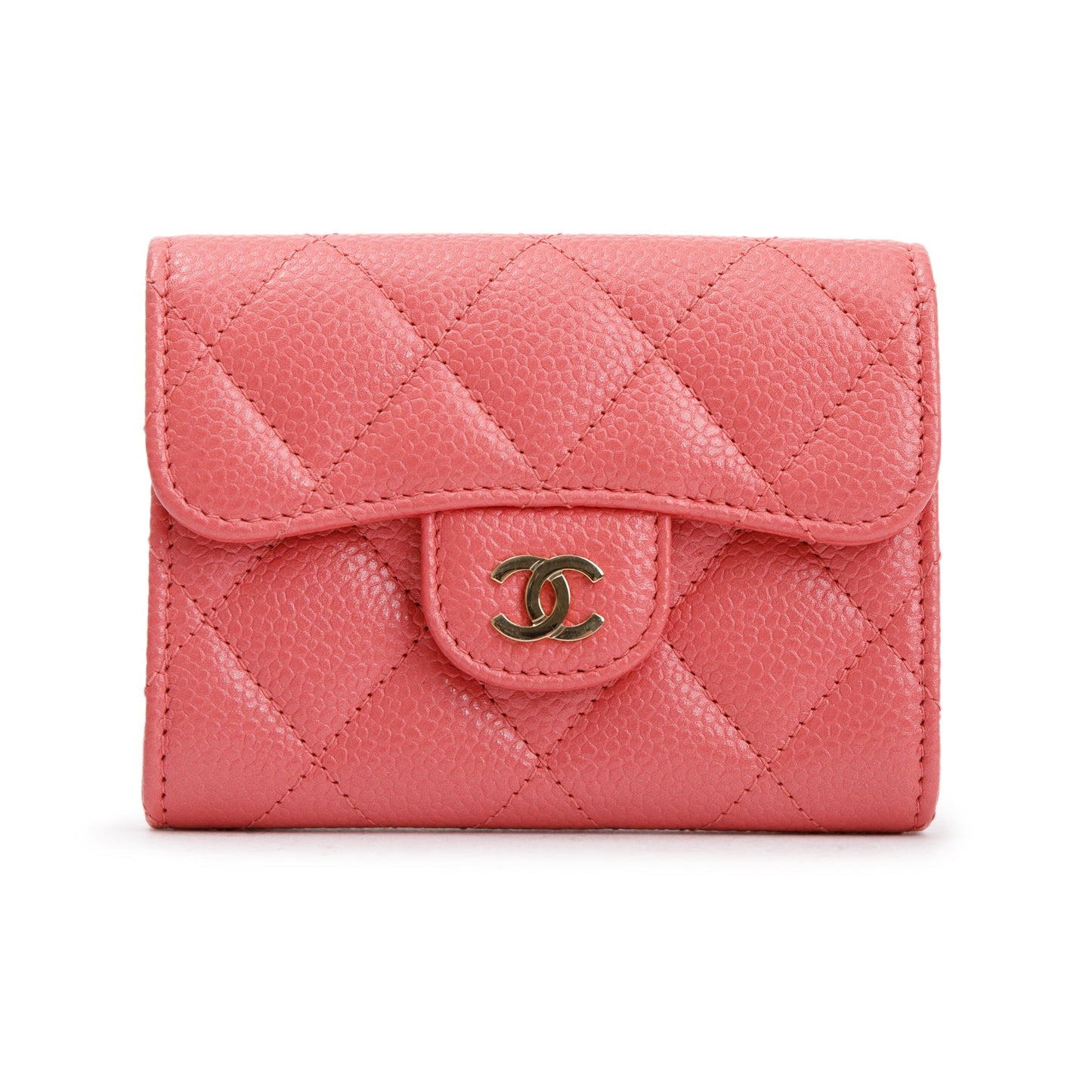 Chanel Pink Caviar Quilted Leather Flap Card Holder