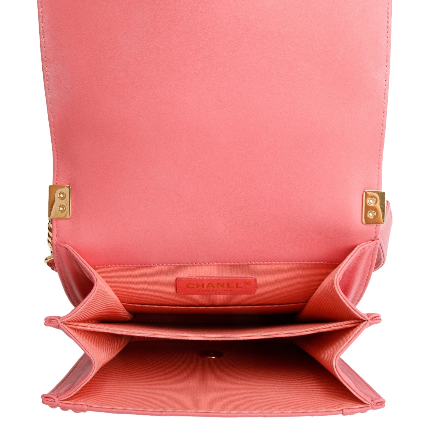 Chanel Pink Chevron Calfskin Leather North/South Boy Bag