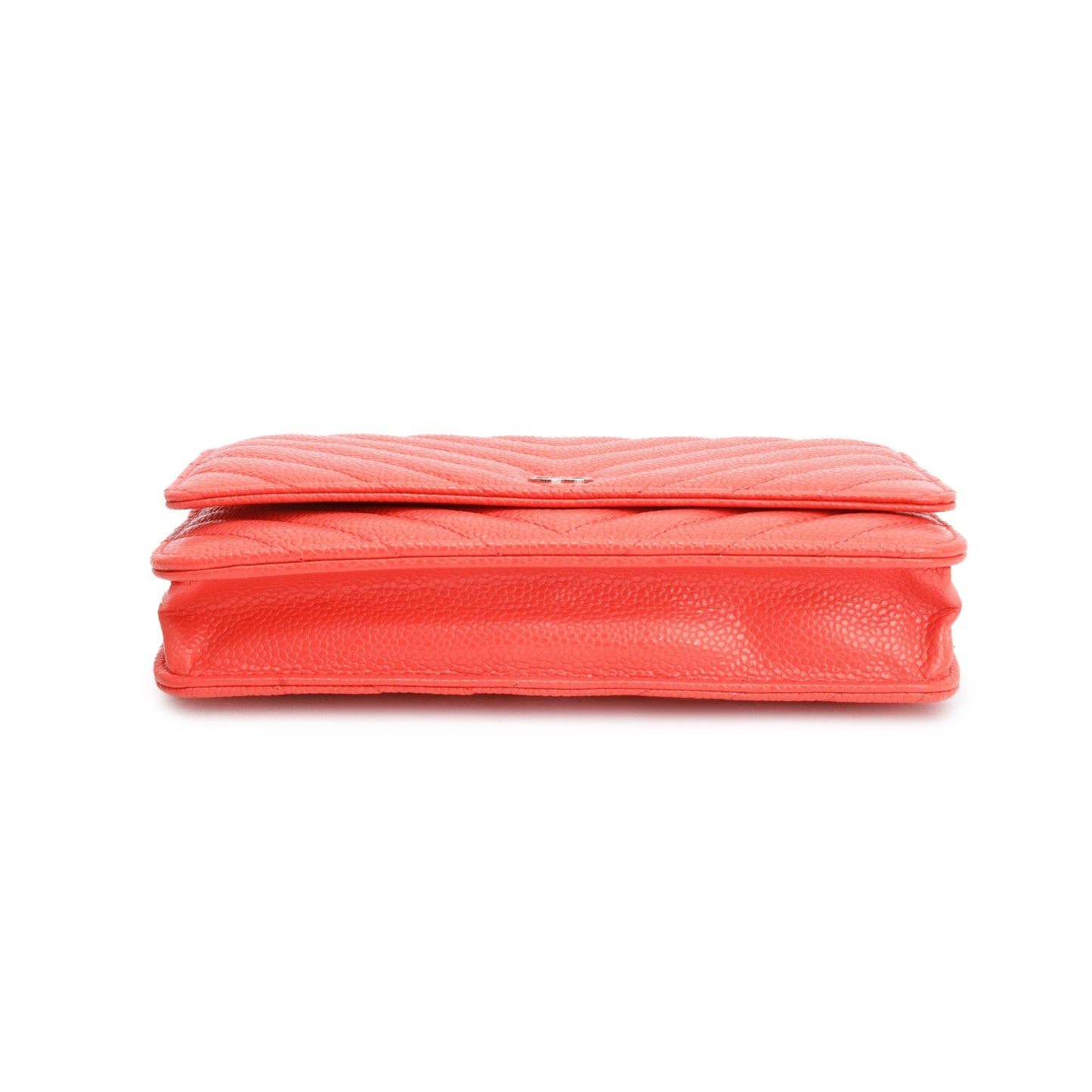 Chanel Pink Chevron Caviar Leather Classic Wallet on Chain