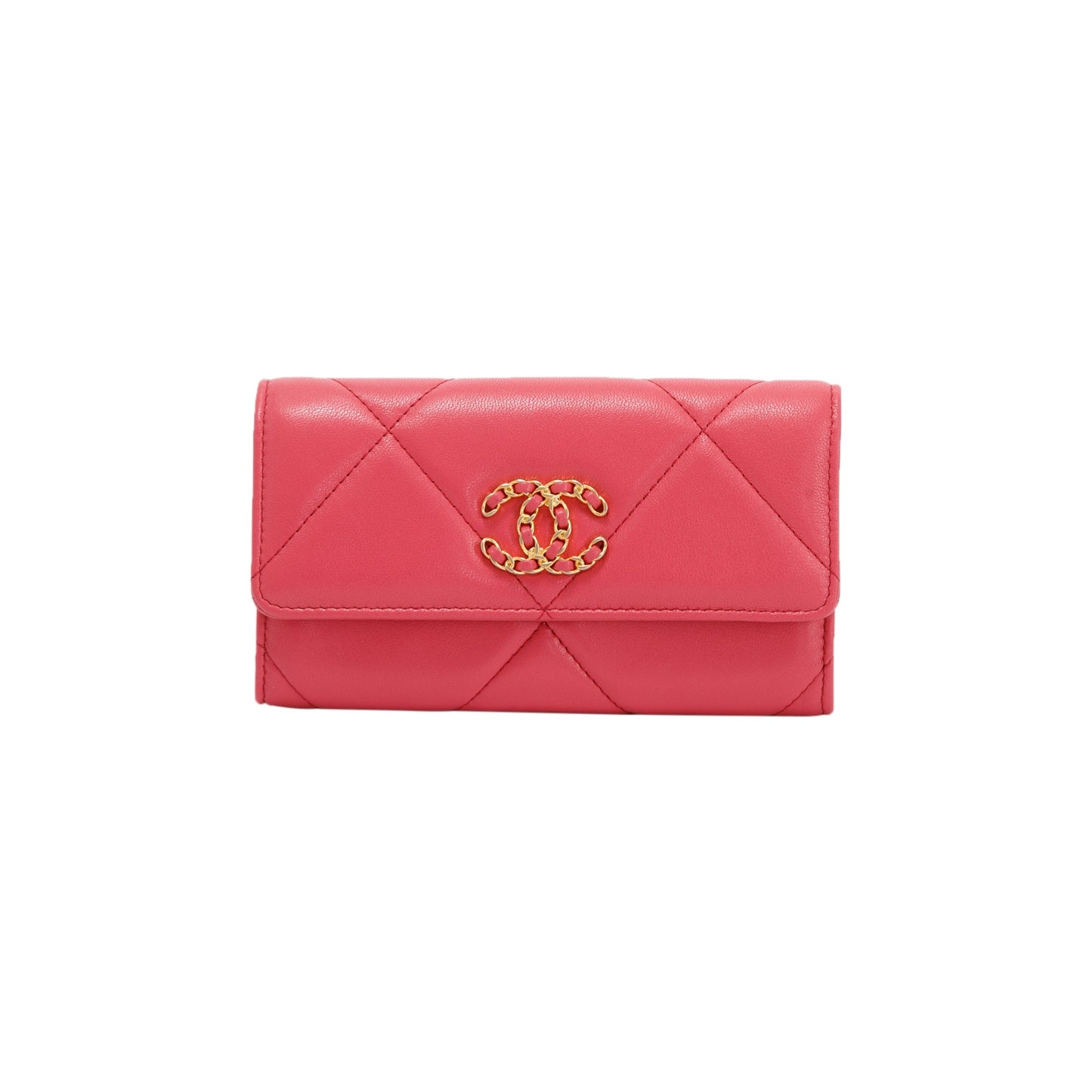 Chanel Pink Lambskin 19 Flap Wallet