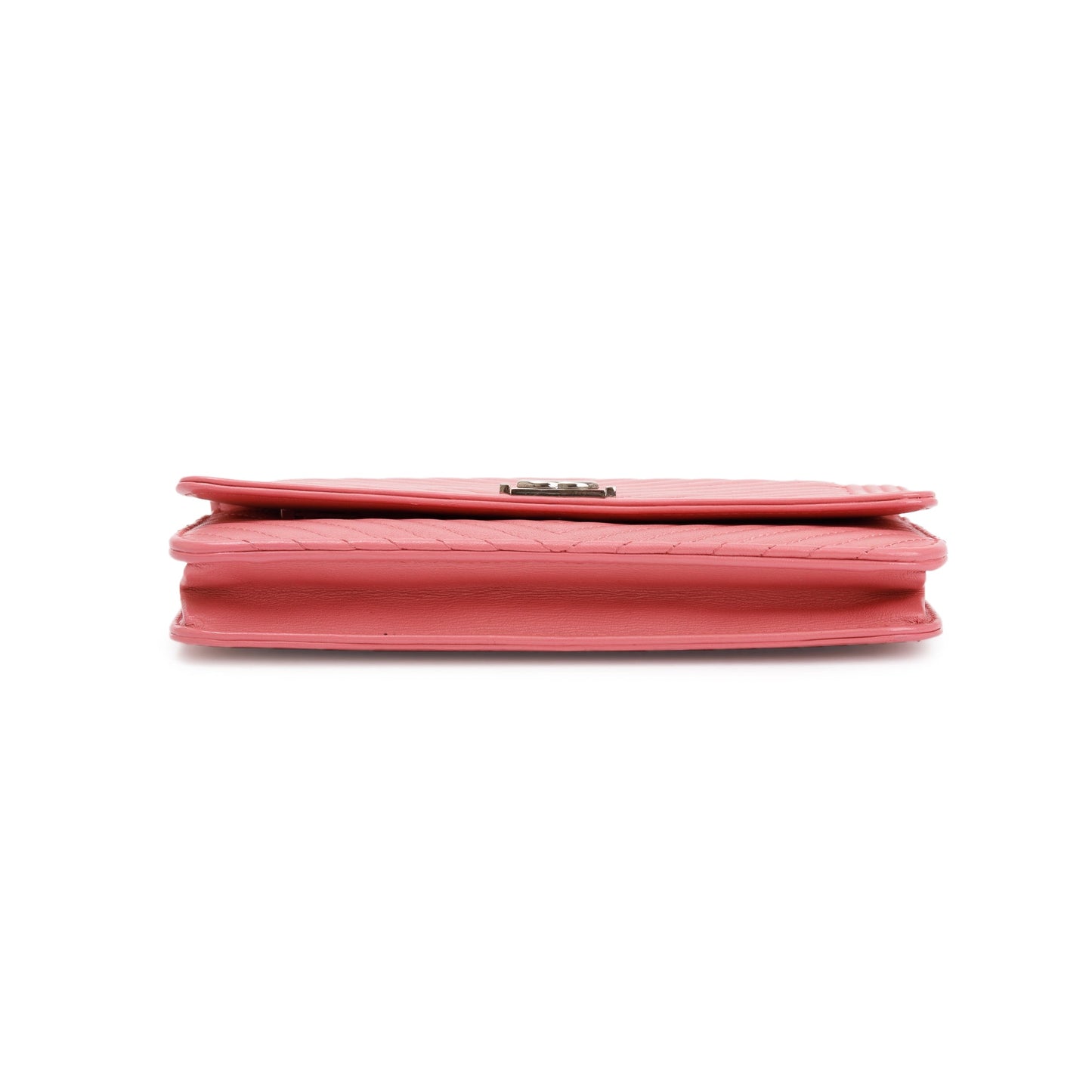 Chanel Pink Lambskin Leather Boy Wallet on Chain