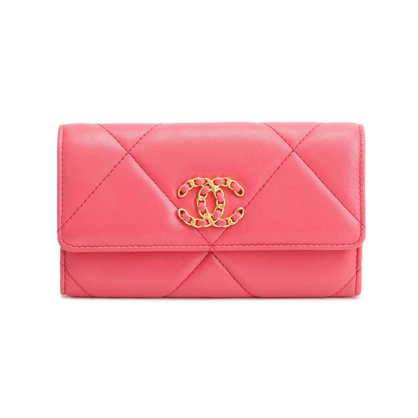 Chanel Pink Leather 19 Flap Wallet