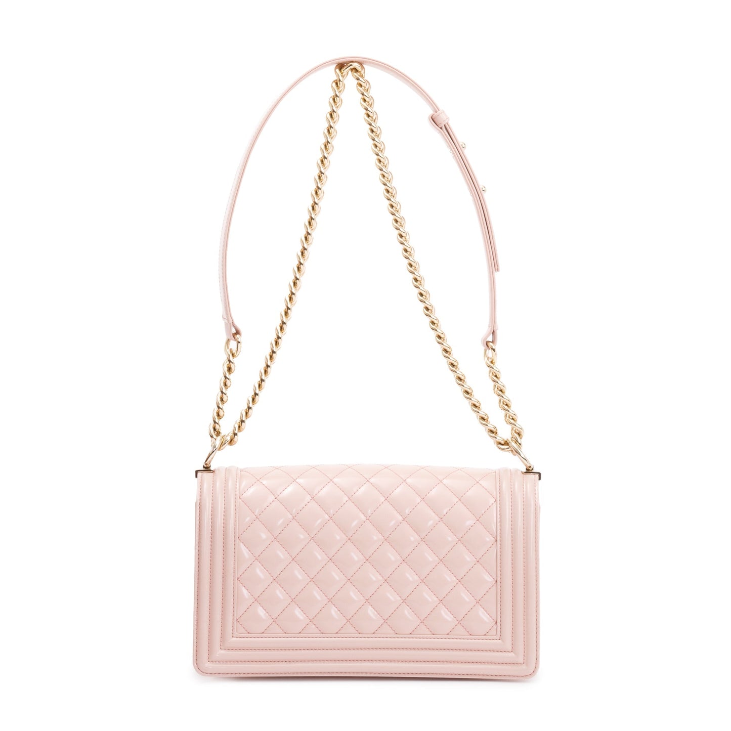 Chanel Pink Patent Leather Medium Boy Bag