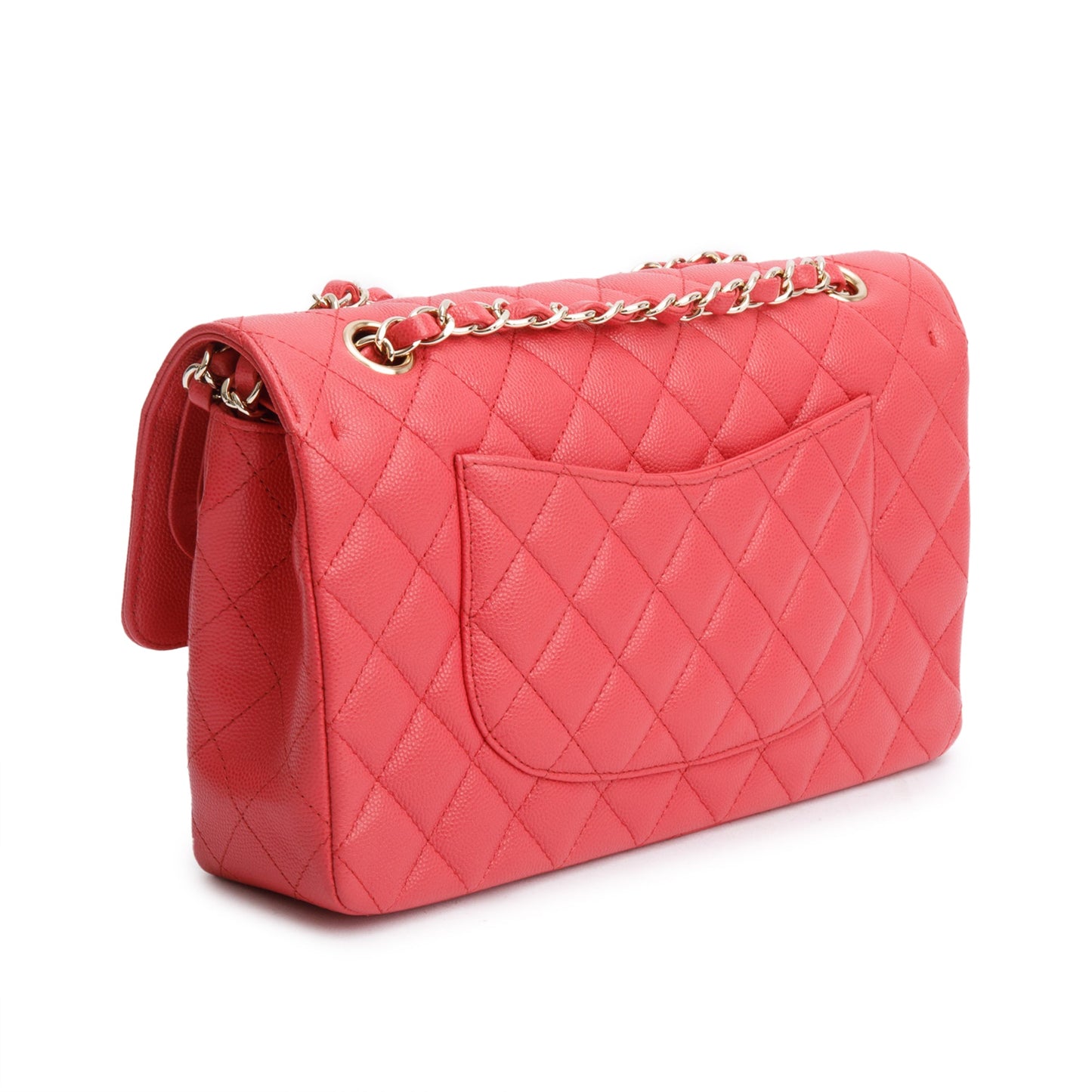 Chanel Pink Quilted Caviar Leather Classic Medium Double Flap Bag
