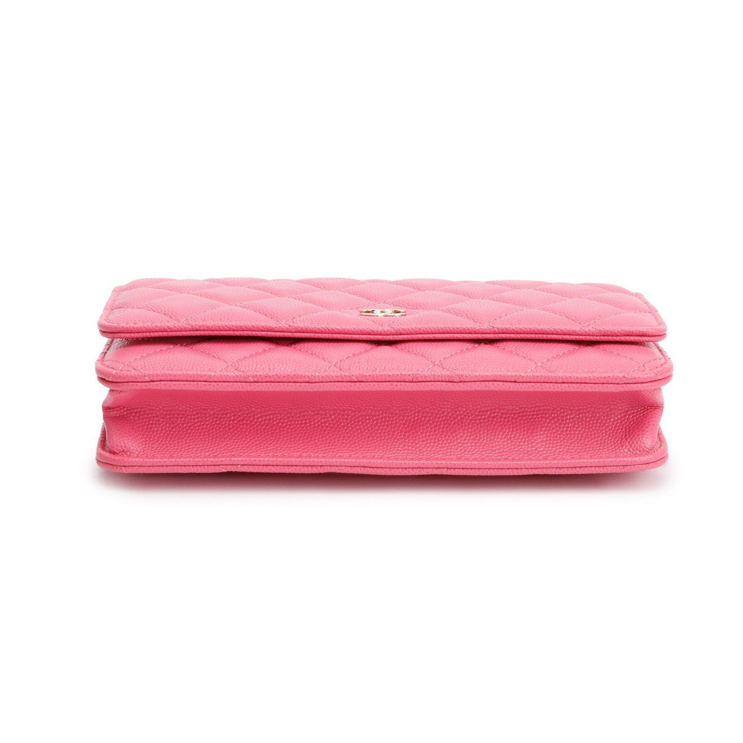 Chanel Pink Quilted Caviar Leather Classic Wallet on Chain