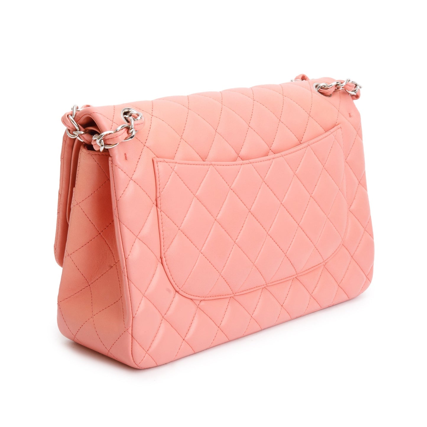 Chanel Pink Quilted Lambskin Leather Classic Jumbo Double Flap Bag