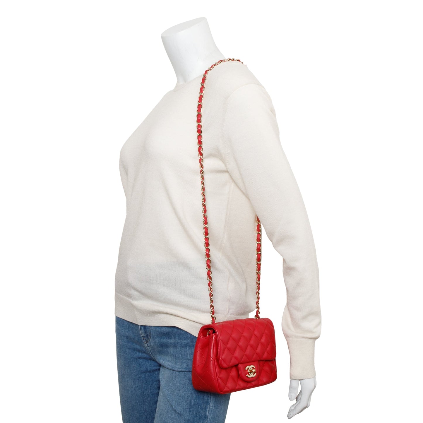 Chanel Pink Quilted Lambskin Leather Classic Square Mini Flap Bag