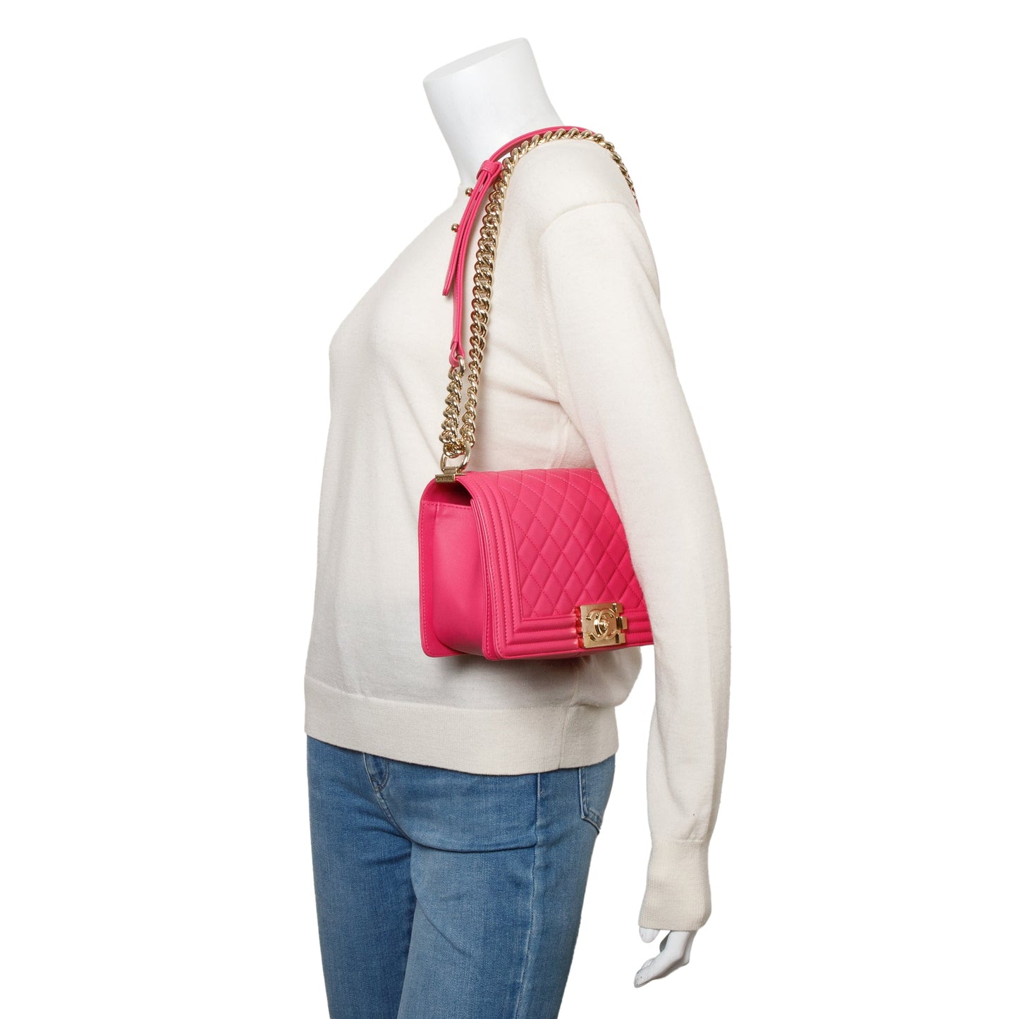 Chanel Pink Quilted Lambskin Leather Medium Boy Bag