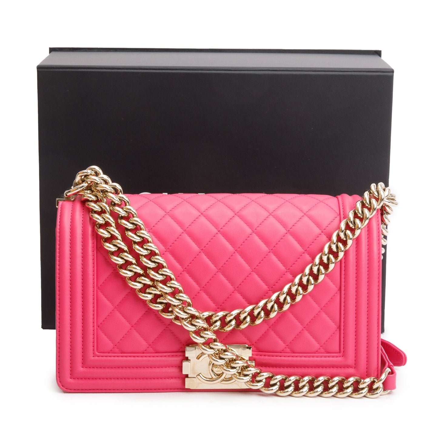 Chanel Pink Quilted Lambskin Leather Medium Boy Bag