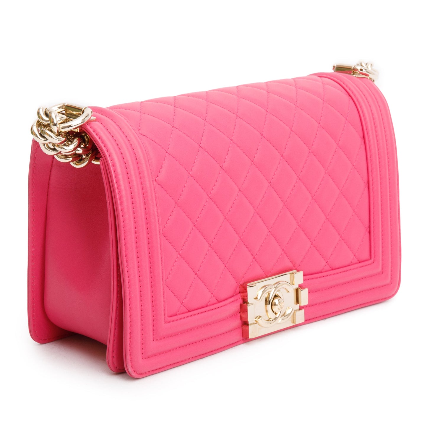 Chanel Pink Quilted Lambskin Leather Medium Boy Bag