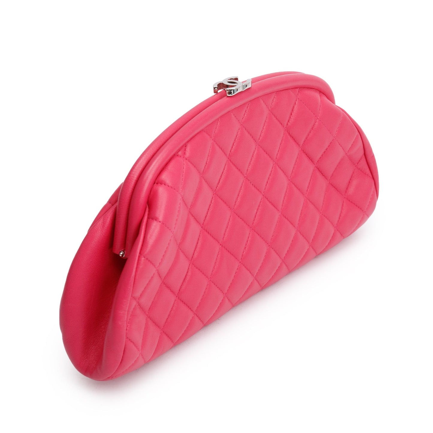 Chanel Pink Quilted Lambskin Leather Timeless Frame Clutch