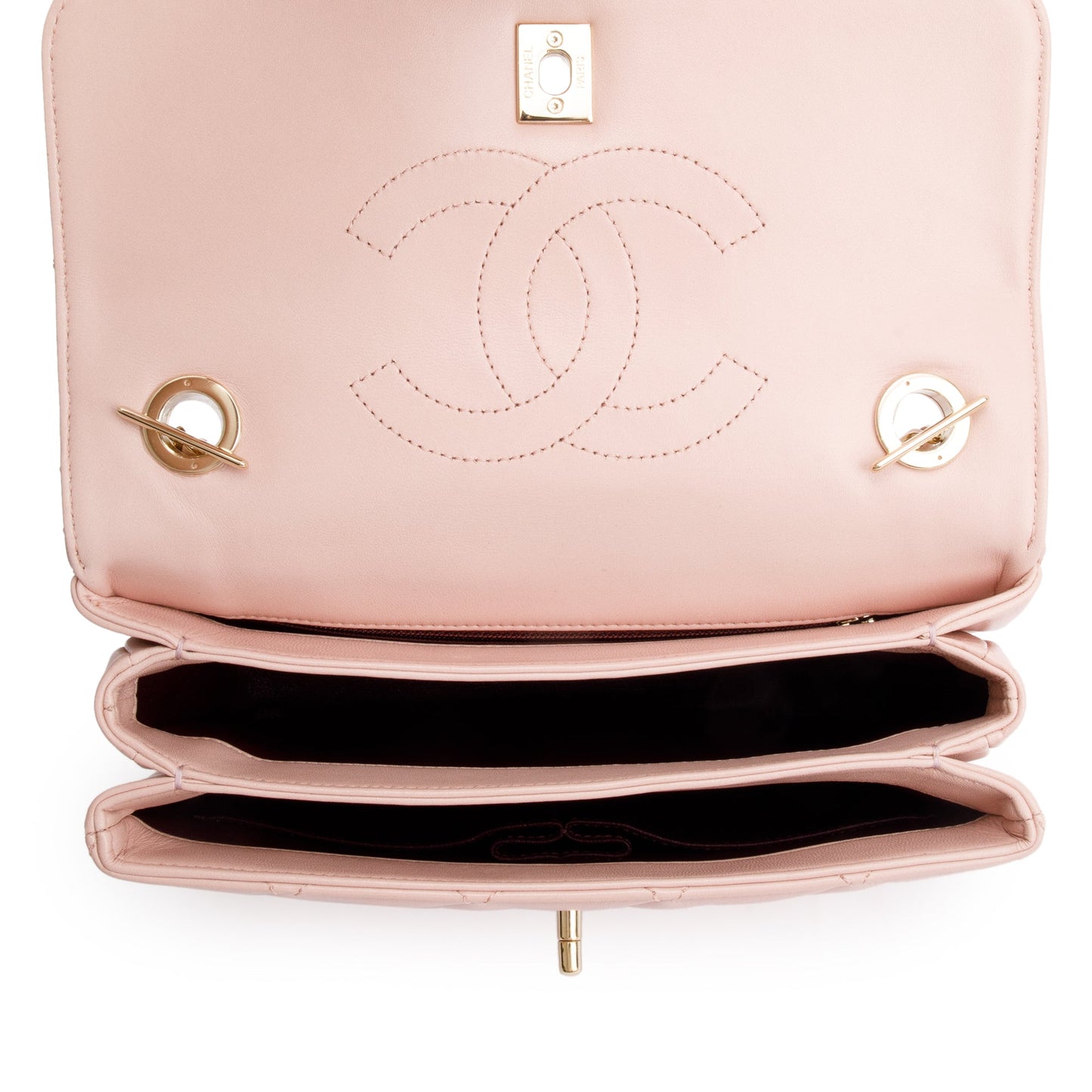 Chanel Pink Quilted Lambskin Trendy CC Small Top Handle Flap Bag