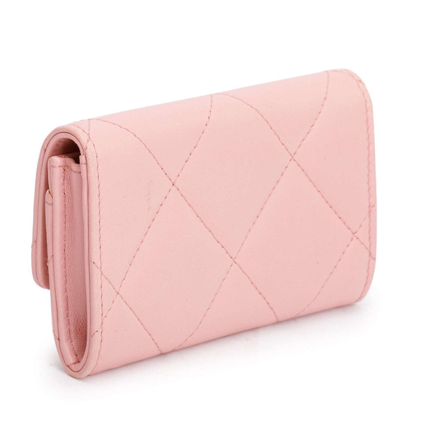 Chanel Pink Quilted Leather 19 Flap Card Holder