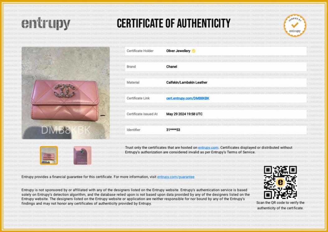 Chanel Pink Quilted Leather 19 Flap Card Holder