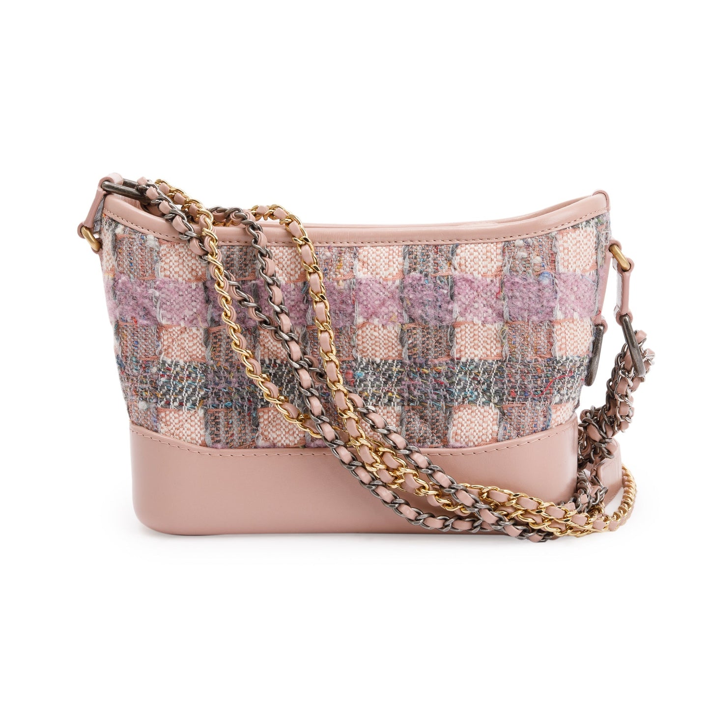 Chanel Pink Tweed Calfskin Leather Small Gabrielle Hobo