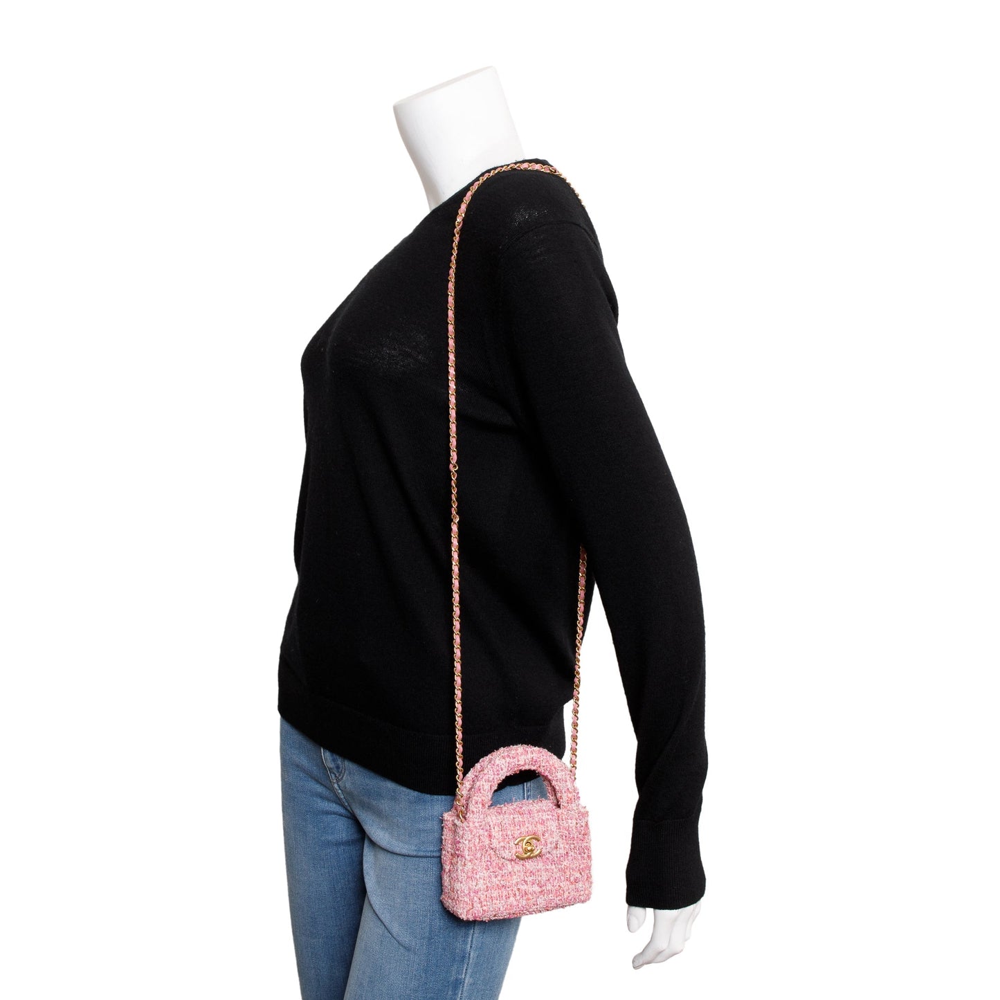 Chanel Pink Tweed Nano Kelly Shopper