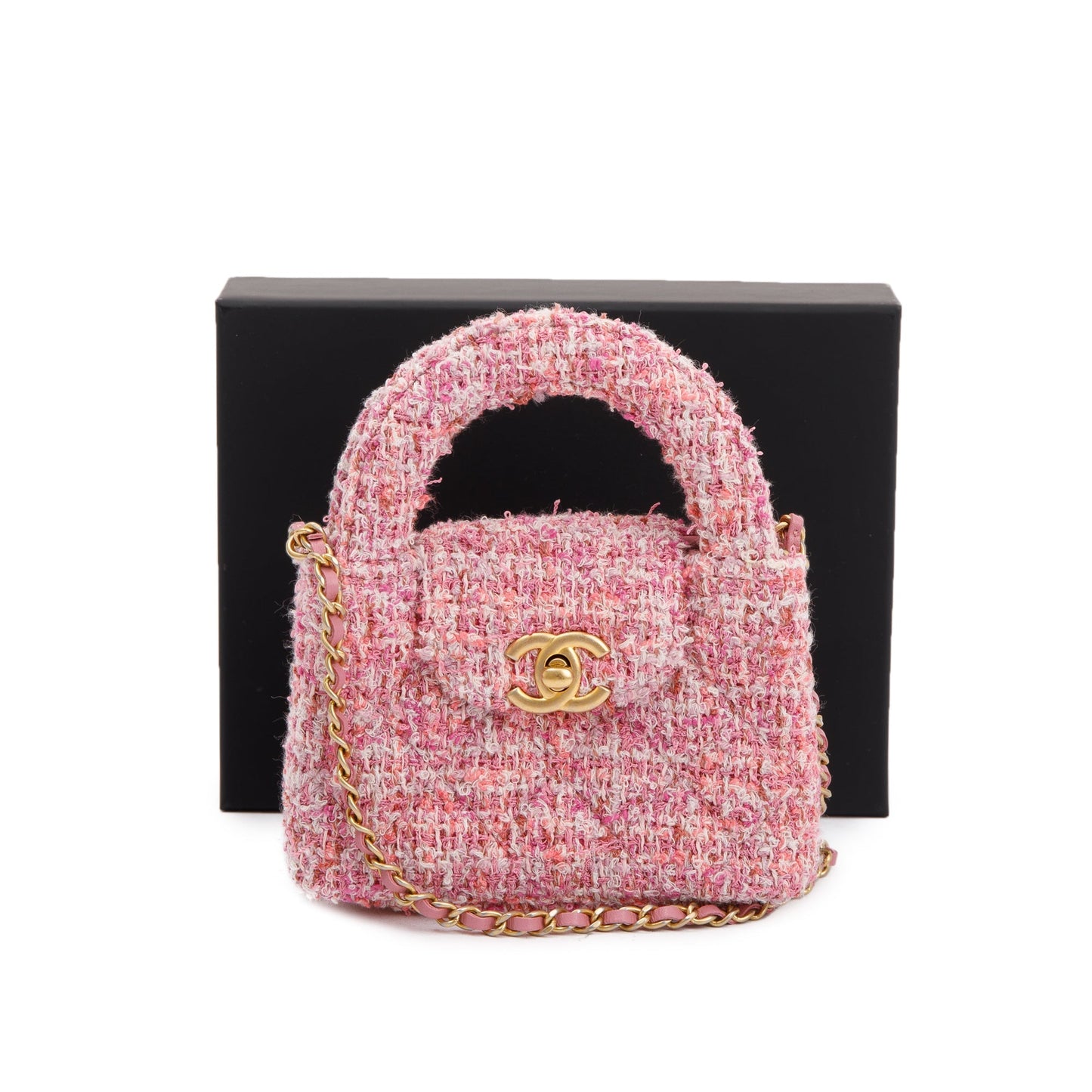 Chanel Pink Tweed Nano Kelly Shopper